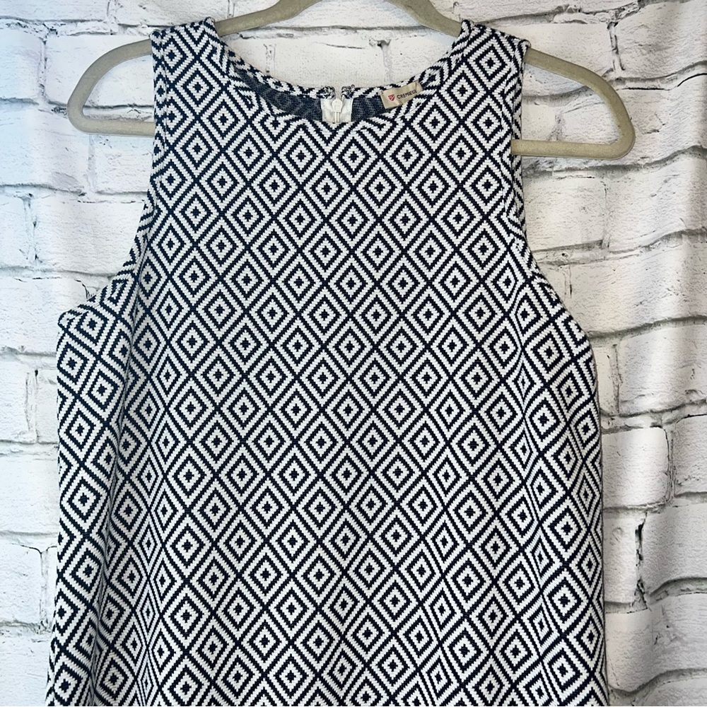 Cremieux Ladies Indigo & White Sleeveless Geometric Print "Jadyn" Dress, Size M